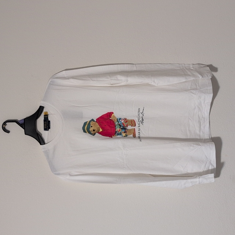 26/1 Jersey-lsl-tsh Polo Ralph Lauren Medium white T-shirt. - Picture 1 of 10